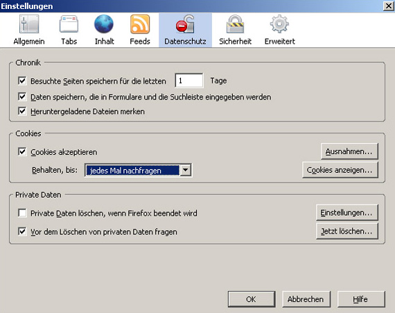 Cookies in Firefox Cookies in Firefox